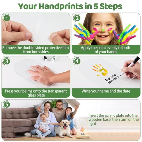طقم العائلة المصنوعة من اليدين مع الخفيفة ، ويدني يدوية ديي وأصمة أبعاد التذكار يدويًا ، وهدايا عائلية مع 5 طلاء آمن من الأطفال غير السامة ، وهدية أفكار للآباء والأمهات الجدد ، وعيد الأب ، عيد الأم in Kuwait
