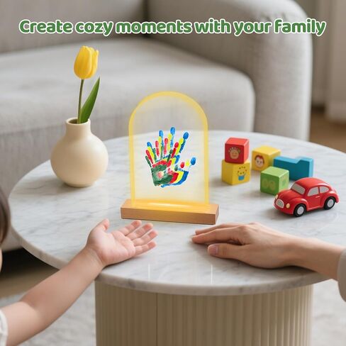 طقم العائلة المصنوعة من اليدين مع الخفيفة ، ويدني يدوية ديي وأصمة أبعاد التذكار يدويًا ، وهدايا عائلية مع 5 طلاء آمن من الأطفال غير السامة ، وهدية أفكار للآباء والأمهات الجدد ، وعيد الأب ، عيد الأم in Kuwait