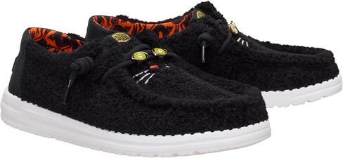 HEYDUDE Women’s Wendy Black Cat | Halloween Shoes for Women, Cozy Sherpa Slip-On Loafers with Cute Cat Ears & Face | Lightweight Comfortable Casual Fall Footwear for Women & Girls in Saudi Arabia