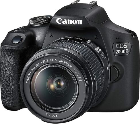 Canon EOS 2000d (Rebel T7) DSLR كاميرا مع EF-S 18-55mm f/3.5-5.6 DC III Lens 3 Kit Bundle Complete Photo Bundle + 64GB CARDAY BUTTION 3PC FILTER أكثر (متجددة) أسود) in Kuwait