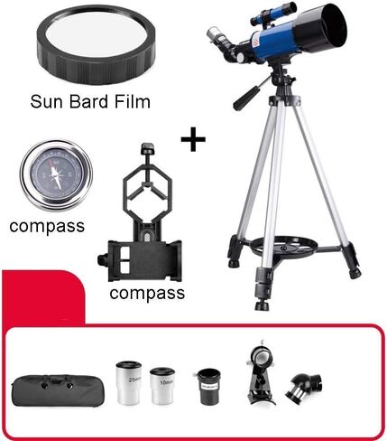 فتحة 70 ملم من تلسكوب تلسكوب تلسكوب تلسكوب تلسكوب للأطفال البالغين والمبتدئين تلسكوب السفر المحمول مع حقيبة حمل وترايبود (اللون: الحزمة 4) (الحزمة 2) in Kuwait