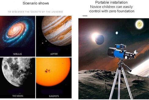 فتحة 70 ملم من تلسكوب تلسكوب تلسكوب تلسكوب تلسكوب للأطفال البالغين والمبتدئين تلسكوب السفر المحمول مع حقيبة حمل وترايبود (اللون: الحزمة 4) (الحزمة 2) in Kuwait