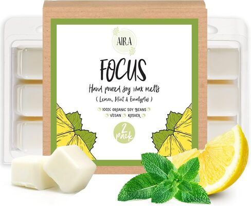 Aira Soy Wax Melt - Organic, Vegan, Kosher, Scented Soy Wax Cubes w/ Essential Oil Blends - No Chemical 100% Soy Wax Melts for Electric/Tealight Melters - Hand-poured Soy Tarts - Stress Relief -2 Pack in Saudi Arabia