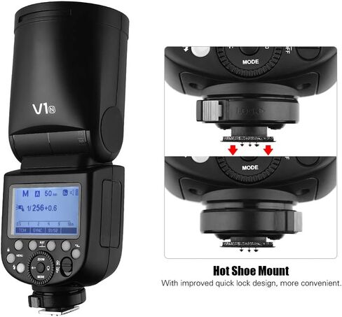 Godox V1N الكاميرا المهنية Flash Speedlite Speedlight Head Wireless 2.4g Fresnel Zoom لـ Nikon D5300 D750 D850 D7100 Z7Cameras Camcorder for Wedding Portrait Studio Photography in Saudi Arabia