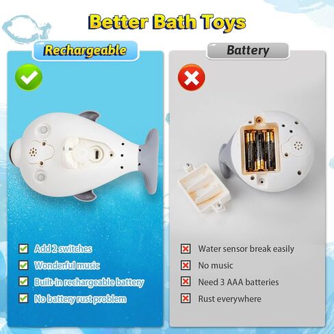 Bath Toys, Light Up Dolphin Baby Bath Toys for Babies 6-12 12-18 Months, Rechargeable Sprinkler Musical Toys, Easter Basket Stuffers Bathtub Toys for Toddlers 1-3 2-4 Boys Girls Infant Kids- Pink in Kuwait