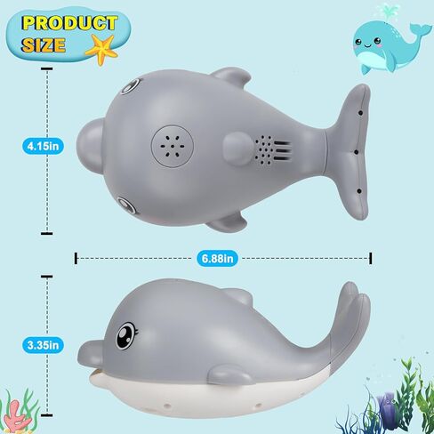 Bath Toys, Light Up Dolphin Baby Bath Toys for Babies 6-12 12-18 Months, Rechargeable Sprinkler Musical Toys, Easter Basket Stuffers Bathtub Toys for Toddlers 1-3 2-4 Boys Girls Infant Kids- Pink in Kuwait