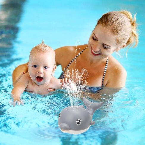 Bath Toys, Light Up Dolphin Baby Bath Toys for Babies 6-12 12-18 Months, Rechargeable Sprinkler Musical Toys, Easter Basket Stuffers Bathtub Toys for Toddlers 1-3 2-4 Boys Girls Infant Kids- Pink in Kuwait