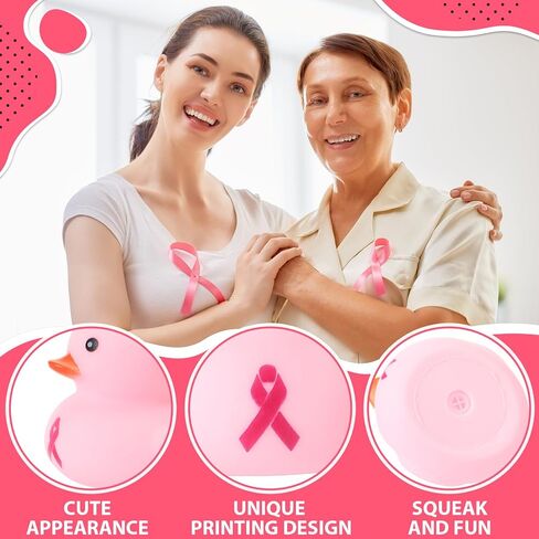 Libima 100 Pieces Pink Ribbon Rubber Duck Breast Cancer Gifts 1.9 Inch Hope Faith Strength Courage Ducks Small Rubber Ducky Bath Toy for Breast Cancer Awareness Month Party Favors(Pink, Rose Red) in Saudi Arabia