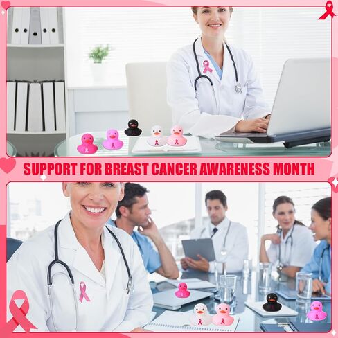Libima 100 Pieces Pink Ribbon Rubber Duck Breast Cancer Gifts 1.9 Inch Hope Faith Strength Courage Ducks Small Rubber Ducky Bath Toy for Breast Cancer Awareness Month Party Favors(Pink, Rose Red) in Saudi Arabia