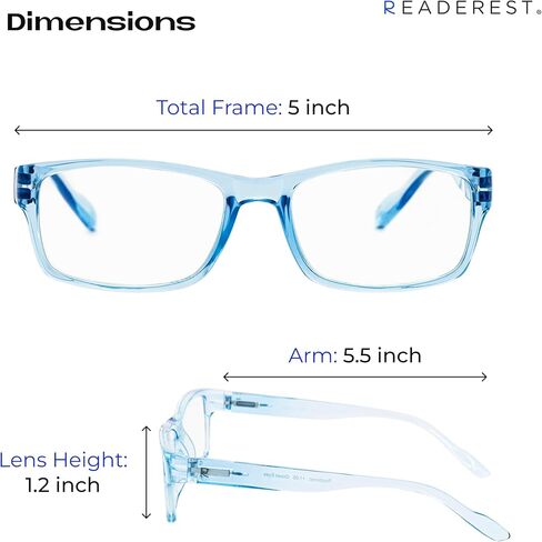 Readerest Blue Light Blocking Reading Glasses (Light Blue 1.50 Magnification) - Computer Reading Glasses With Thin Reflective Lens, Anti Glare & Eye Strain, UV Protection, Glasses for Men and Women in Saudi Arabia