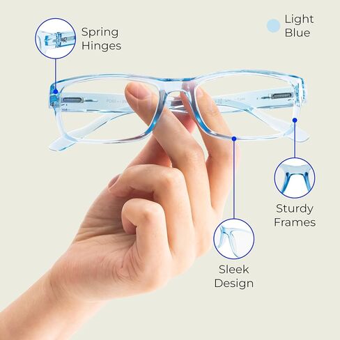 Readerest Blue Light Blocking Reading Glasses (Light Blue 1.50 Magnification) - Computer Reading Glasses With Thin Reflective Lens, Anti Glare & Eye Strain, UV Protection, Glasses for Men and Women in Saudi Arabia