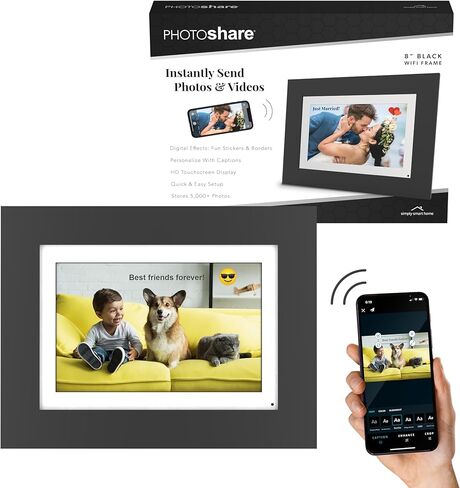 ببساطة Smart Home 8 "Wifi Digital Photo Frame | أرسل صورة أو فيديو من الهاتف إلى إطار الصورة الرقمية مع تطبيق PhotoShare Frame مجانًا in Kuwait