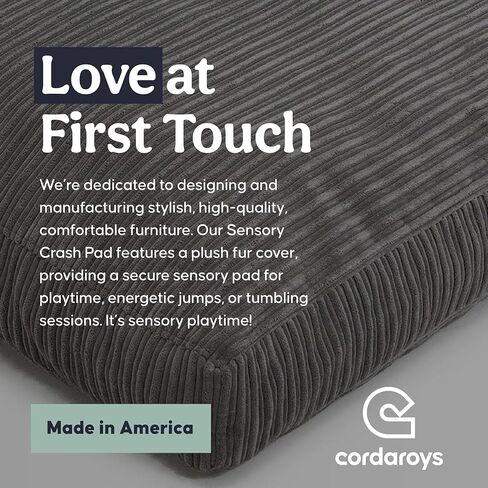 كوردارويز وسادة اصطدام حسية من قماش كوردروي للاطفال والكبار، سجادة اصطدام للاطفال مع حشوة اسفنجية ناعمة، رمادي in Kuwait