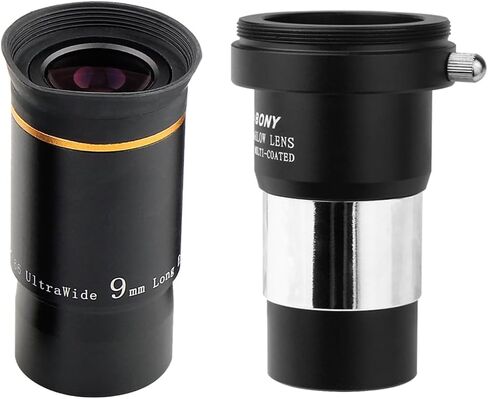 SVBONY Telescope Eyepiece 9mm 66 Degree Ultra Wide Angle Bundle with Barlow Lens 2X with M42 Thread, for Astronomical Observations in Saudi Arabia
