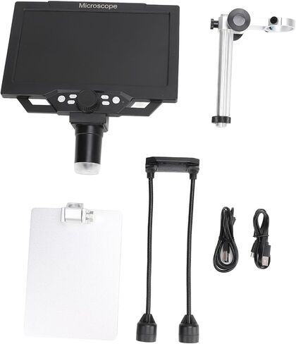 Digital Microscope 1600X, 1080P USB Magnifier with 8 Adjustable LED Lights, 9 Inch LCD Screen, Photo Video, PC View for 8.1 10, for OS x10.5 or Higher in Saudi Arabia