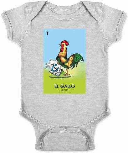 Pop Threads El Gallo Rooster Loteria Card Mexican Bingo Infant Baby Boy Girl Bodysuit in Saudi Arabia