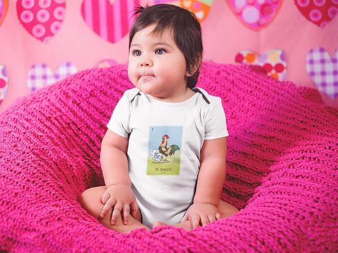 Pop Threads El Gallo Rooster Loteria Card Mexican Bingo Infant Baby Boy Girl Bodysuit in Saudi Arabia