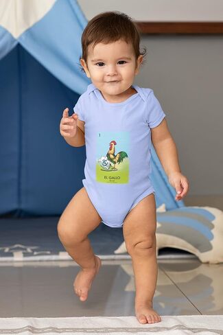 Pop Threads El Gallo Rooster Loteria Card Mexican Bingo Infant Baby Boy Girl Bodysuit in Saudi Arabia