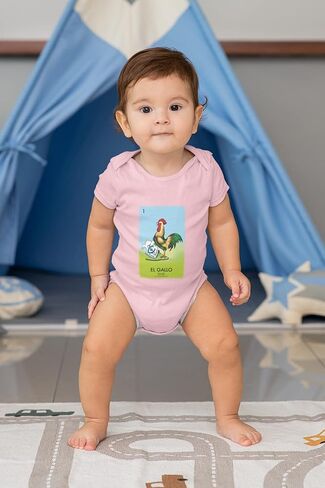 Pop Threads El Gallo Rooster Loteria Card Mexican Bingo Infant Baby Boy Girl Bodysuit in Saudi Arabia