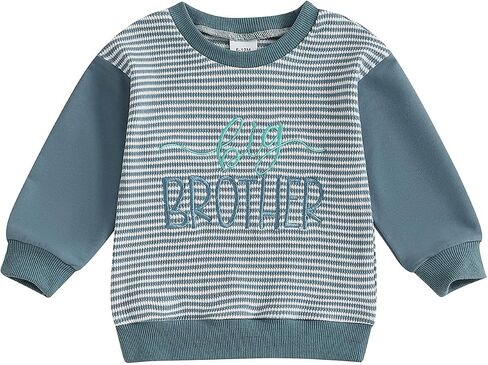 BeQeuewll Fall Toddler Baby Boy Girl Clothes Sister Brother Matching Outfit Letter Print Long Sleeve Sweatshirt Bubble Romper in Saudi Arabia