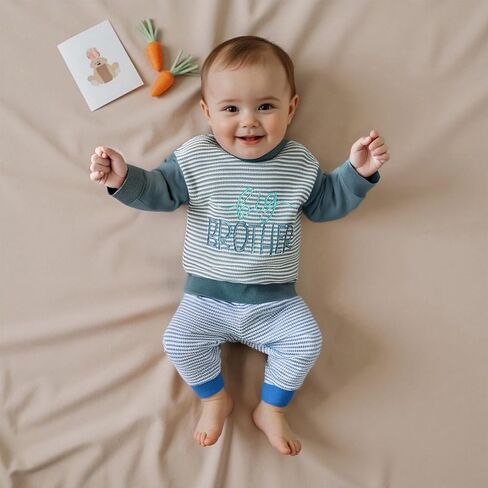 BeQeuewll Fall Toddler Baby Boy Girl Clothes Sister Brother Matching Outfit Letter Print Long Sleeve Sweatshirt Bubble Romper in Saudi Arabia