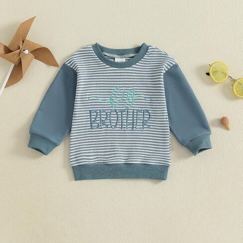 BeQeuewll Fall Toddler Baby Boy Girl Clothes Sister Brother Matching Outfit Letter Print Long Sleeve Sweatshirt Bubble Romper in Saudi Arabia