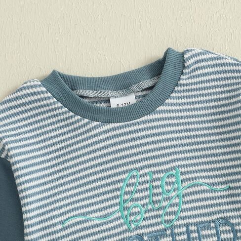 BeQeuewll Fall Toddler Baby Boy Girl Clothes Sister Brother Matching Outfit Letter Print Long Sleeve Sweatshirt Bubble Romper in Saudi Arabia