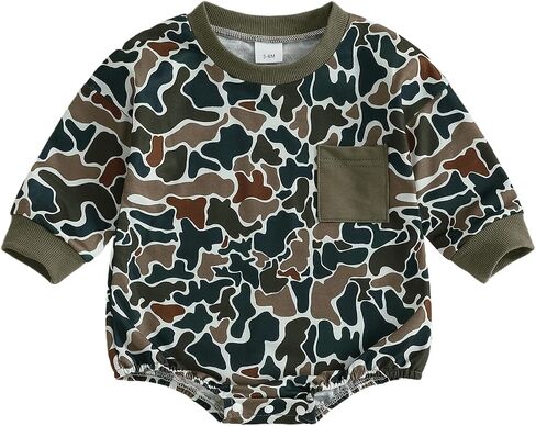 GOOCHEER Newborn Infant Baby Boy Fall Romper Outfit Camouflage Long Sleeve Bodysuit Jumpsuit Clothes in Saudi Arabia