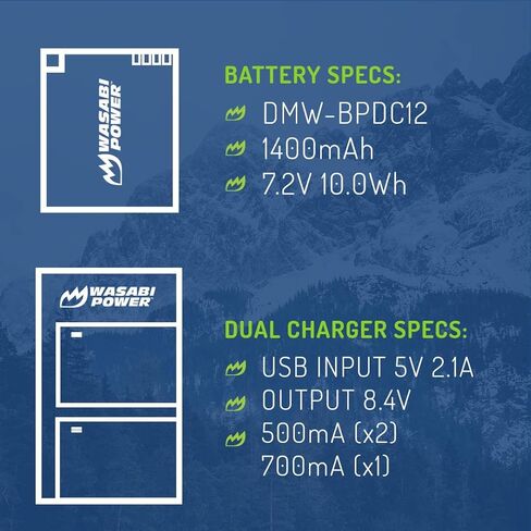 Wasabi Power Battery (2-Pack) and USB-C Dual Charger for Leica BP-DC12, 18729 and Leica V-Lux 4, V-Lux (Typ 114), Q, Q-P in Saudi Arabia