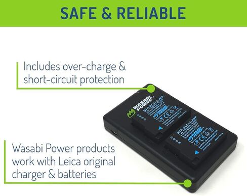 Wasabi Power Battery (2-Pack) and USB-C Dual Charger for Leica BP-DC12, 18729 and Leica V-Lux 4, V-Lux (Typ 114), Q, Q-P in Saudi Arabia