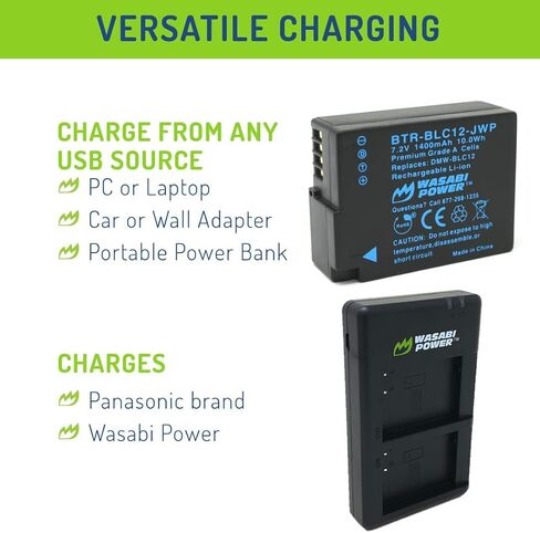 Wasabi Power Battery (2-Pack) and USB-C Dual Charger for Leica BP-DC12, 18729 and Leica V-Lux 4, V-Lux (Typ 114), Q, Q-P in Saudi Arabia