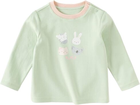 DAVE&BELLA Baby Boys Everyday Long Sleeve T-Shirts, Color Block Dinosaur Animal Printed Toddler Boy Spring Fall Cotton Tees in Kuwait