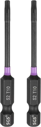 HARFINGTON 2pcs T10 Torx Head Impact Screwdriver Bits 1/4" Hex Shank 2.8" (70mm) Long Magnetic No Hole Tamper Proof 6 Point Star Screw Driver Drill Bits Phosphate S2 Steel Power Tools in Saudi Arabia
