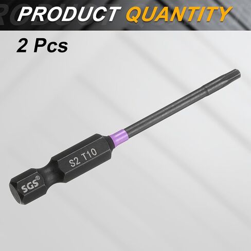 HARFINGTON 2pcs T10 Torx Head Impact Screwdriver Bits 1/4" Hex Shank 2.8" (70mm) Long Magnetic No Hole Tamper Proof 6 Point Star Screw Driver Drill Bits Phosphate S2 Steel Power Tools in Saudi Arabia