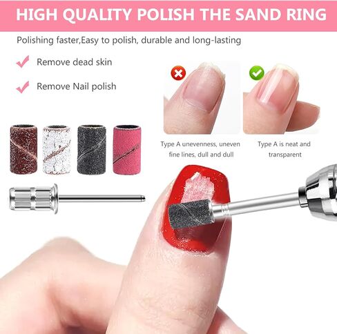 100 Pcs Abrasive Sanding Bands Rotary Sander Bands Drum Sanding Sleeves with 2 Polishing Bit Tool for Nail,80/120/180/240 Grit in Saudi Arabia