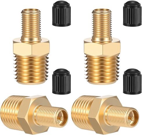 4 PCS محول نفخ الهواء النحاسي ، موصل نفخ الإطارات لضاغط الهواء المحمول ، 1/4 نا (م) إلى صمام شريدر قياسي (م) ، لضاغط الهواء المحمول التلقائي/المضخة ، خرطوم الهواء in Saudi Arabia