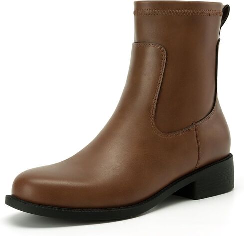 Athlefit Women's Onkle Boots chunky Low Heel Fashion Fashion Round Toe Side Side Short Chelsea Boots in Saudi Arabia