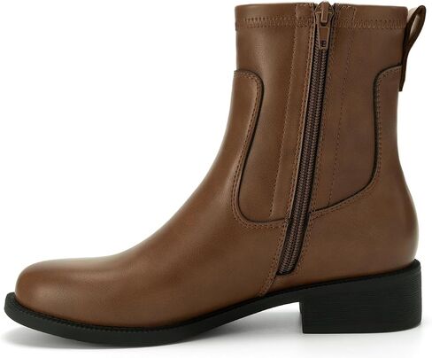 Athlefit Women's Onkle Boots chunky Low Heel Fashion Fashion Round Toe Side Side Short Chelsea Boots in Saudi Arabia