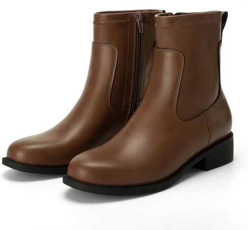 Athlefit Women's Onkle Boots chunky Low Heel Fashion Fashion Round Toe Side Side Short Chelsea Boots in Saudi Arabia