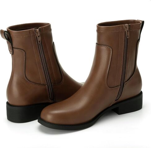 Athlefit Women's Onkle Boots chunky Low Heel Fashion Fashion Round Toe Side Side Short Chelsea Boots in Saudi Arabia