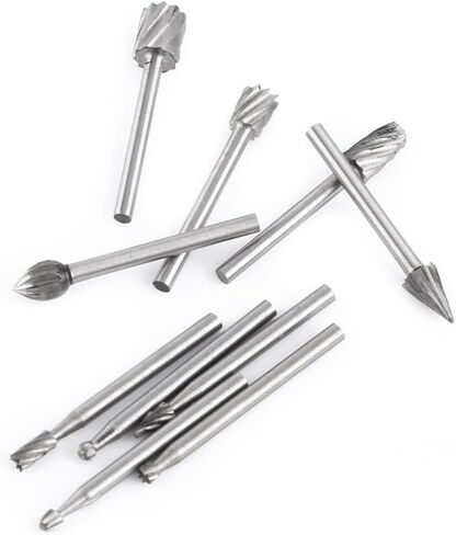 10pcs Tungsten Carbide Rotary Burr Kit 1/8" Shank High Speed Steel Burrs Rotary Files Woodworking Carving Tool Set in Saudi Arabia