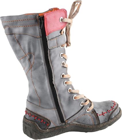 TMA Eyes Leather Women's Leather Casual Plat Knee Boots Plush Faux Fur بطانة أزياء غير قابلة للانزلاق مع تصميم سحاب جانبي in Saudi Arabia