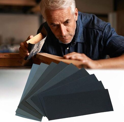 24 PCS Sandpaper, 12 Grits Assorted Assorted Grit Sandpaper Sheets for Wood Metal Sanding and Automotive Polishing, 120/150/180/240/320/400/600/800/1000/1500/2500/3000 Grit in Saudi Arabia