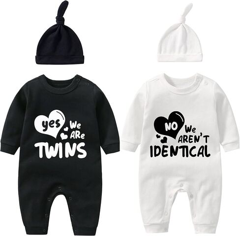 YSCULBUTOL Baby Twins Bodysuit We Are Twins Triplets Newborn Infant Baby Girl Clothes in Kuwait