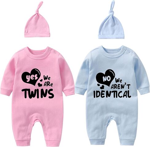 YSCULBUTOL Baby Twins Bodysuit We Are Twins Triplets Newborn Infant Baby Girl Clothes in Kuwait