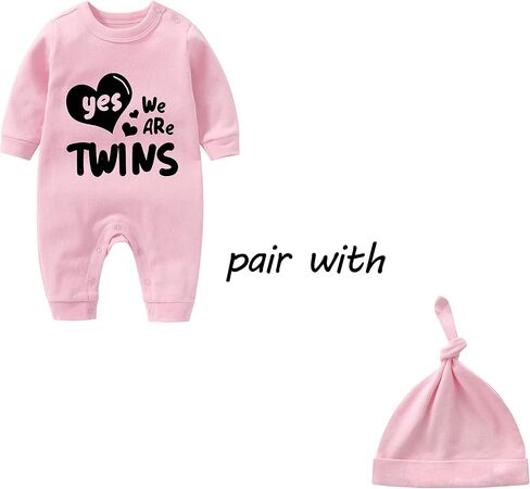 YSCULBUTOL Baby Twins Bodysuit We Are Twins Triplets Newborn Infant Baby Girl Clothes in Kuwait