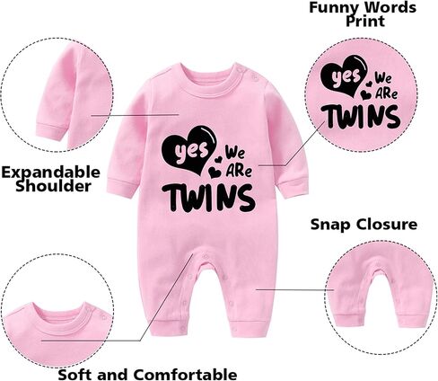 YSCULBUTOL Baby Twins Bodysuit We Are Twins Triplets Newborn Infant Baby Girl Clothes in Kuwait