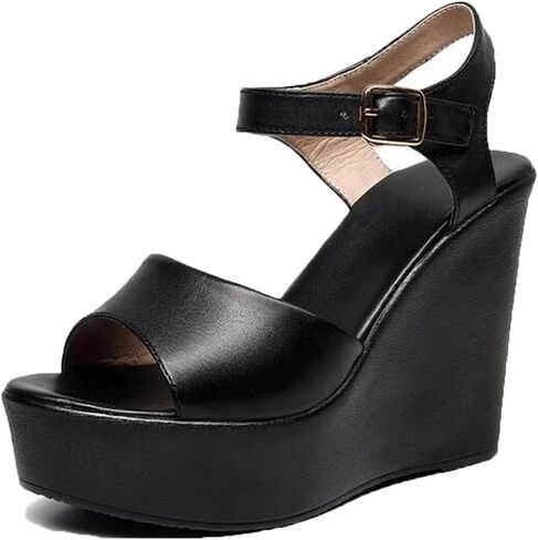 Niiyyjj Women Fish Mouth Genuine Leather Sandals Platform Wedges Sandals Big Size High Heeled Sandals in Saudi Arabia