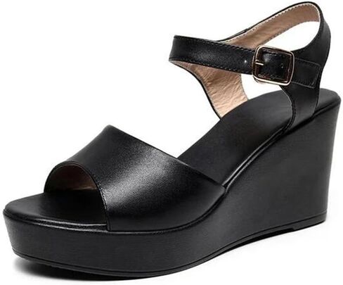 Niiyyjj Women Fish Mouth Genuine Leather Sandals Platform Wedges Sandals Big Size High Heeled Sandals in Saudi Arabia