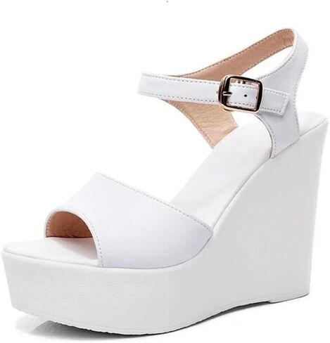 Niiyyjj Women Fish Mouth Genuine Leather Sandals Platform Wedges Sandals Big Size High Heeled Sandals in Saudi Arabia